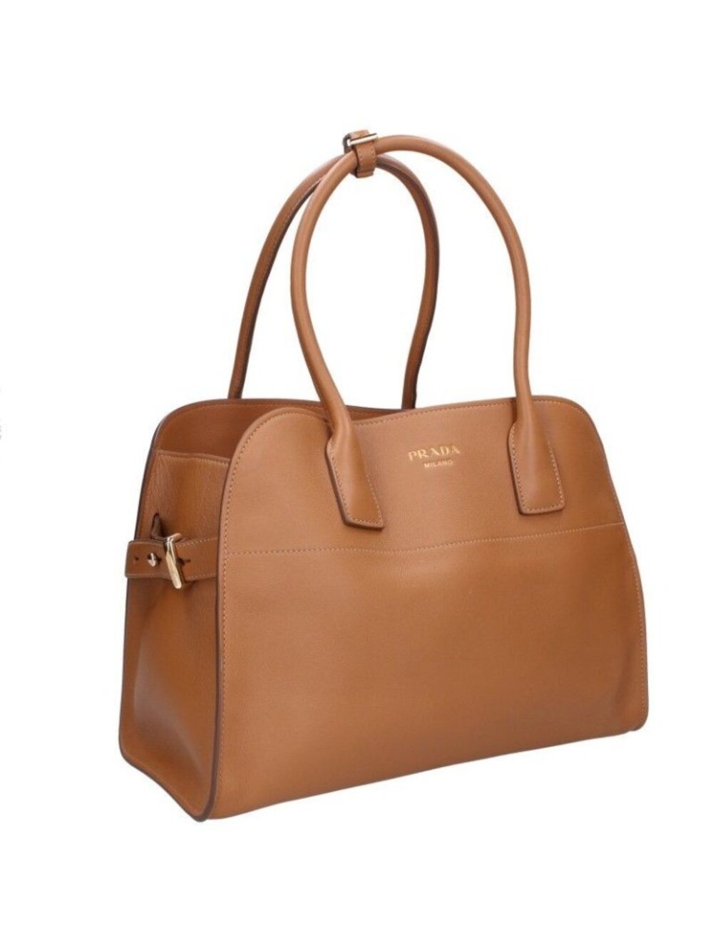 Prada Logo Soft Gray Leather Handbag